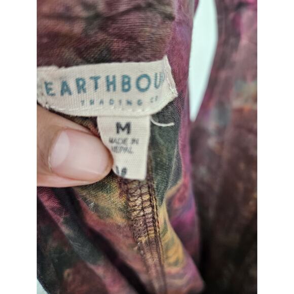 Earthbound Boho Overalls Tie Dye Brown Orange Hippie Pockets Women Sz M Wide leg - Picture 5 of 6